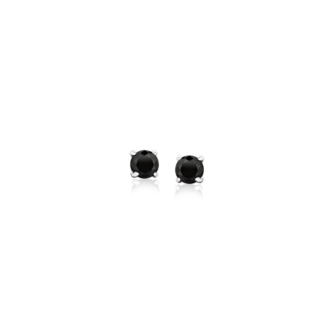 14k White Gold Black 3mm Faceted Cubic Zirconia Stud Earrings by Avera Group