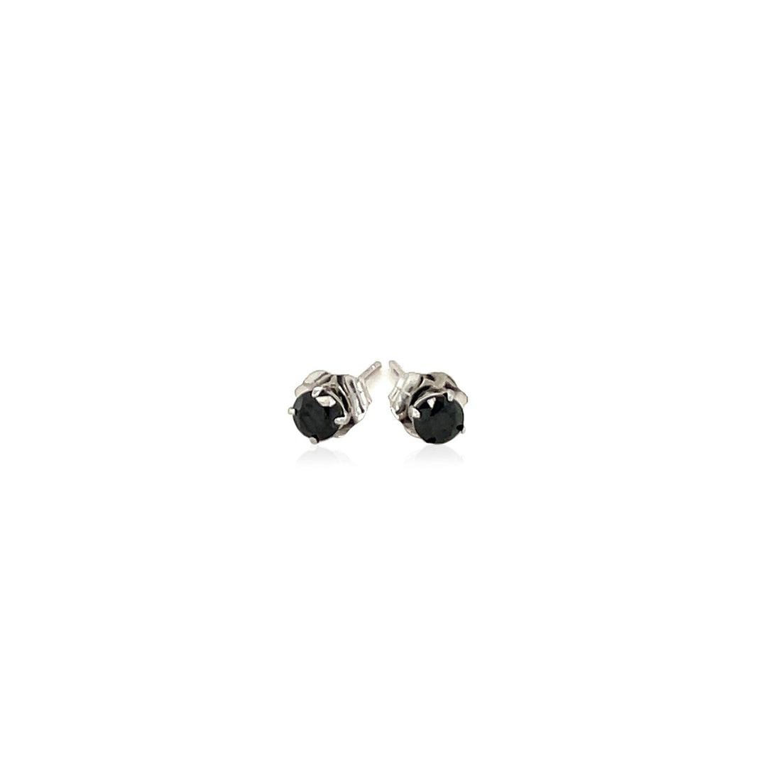 14k White Gold Black 3mm Faceted Cubic Zirconia Stud Earrings - DestGlow