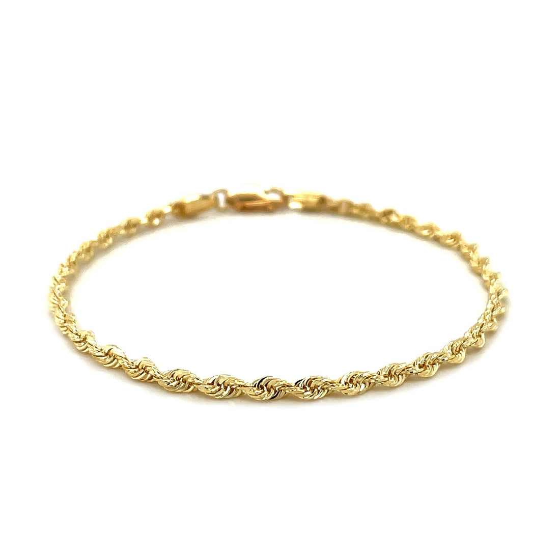 10k Yellow Gold Solid Diamond Cut Rope Bracelet (2.75 mm) - DestGlow