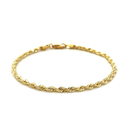 10k Yellow Gold Solid Diamond Cut Rope Bracelet (2.75 mm) - DestGlow