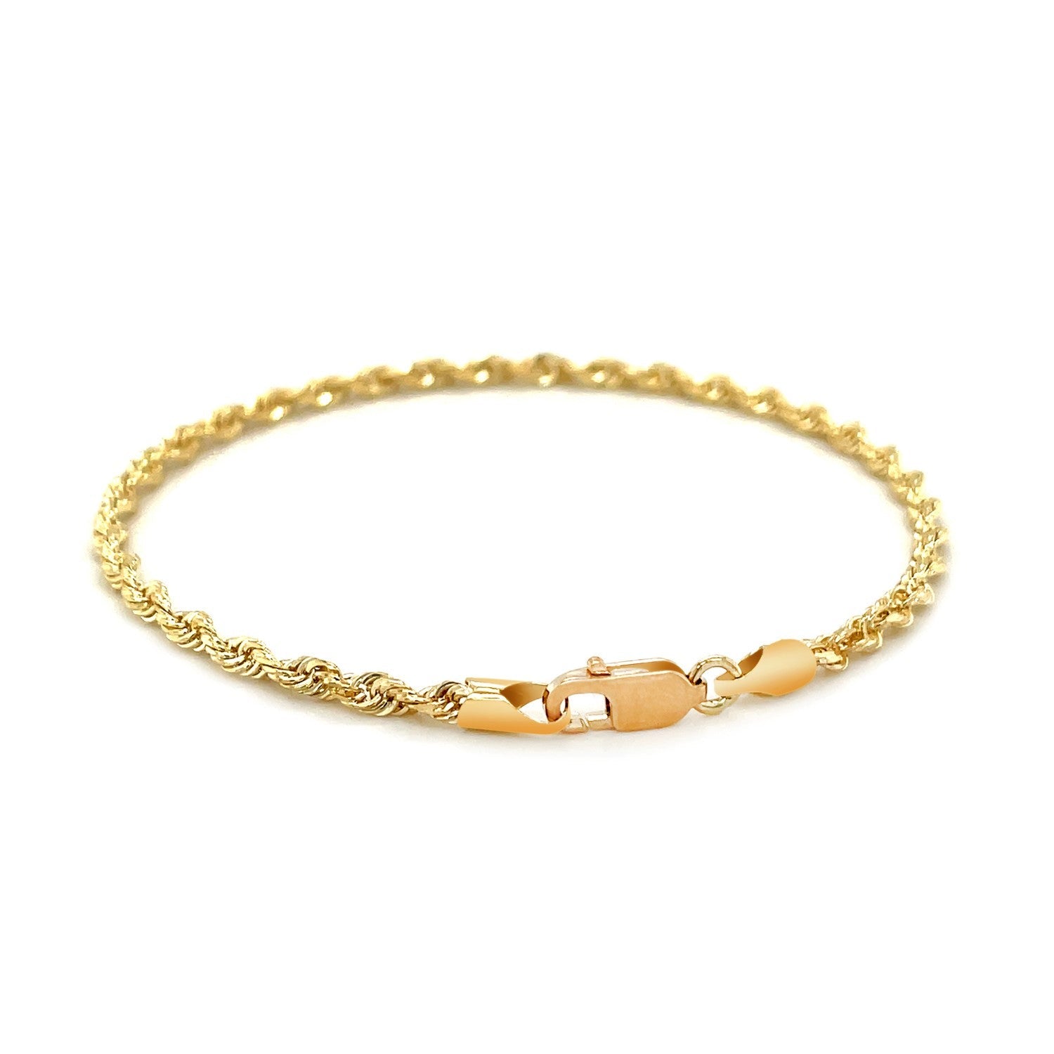 10k Yellow Gold Solid Diamond Cut Rope Bracelet (2.75 mm) - DestGlow