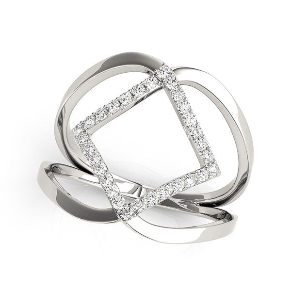 14k White Gold Interlaced Design Diamond Ring (1/5 cttw) by Bids.com