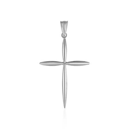 14k White Gold Rounded and Pointed Cross Pendant 
