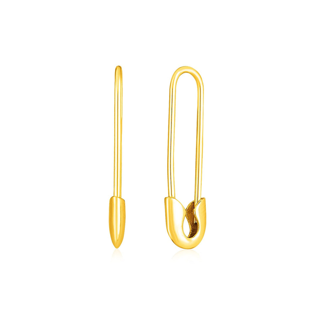 14k Yellow Gold Safety Pin Earrings by Bids.com