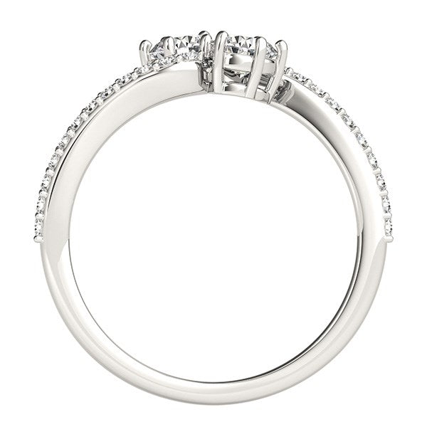 Curved Band Two Stone Diamond Ring in 14k White Gold (3/4 cttw) by Bids.com