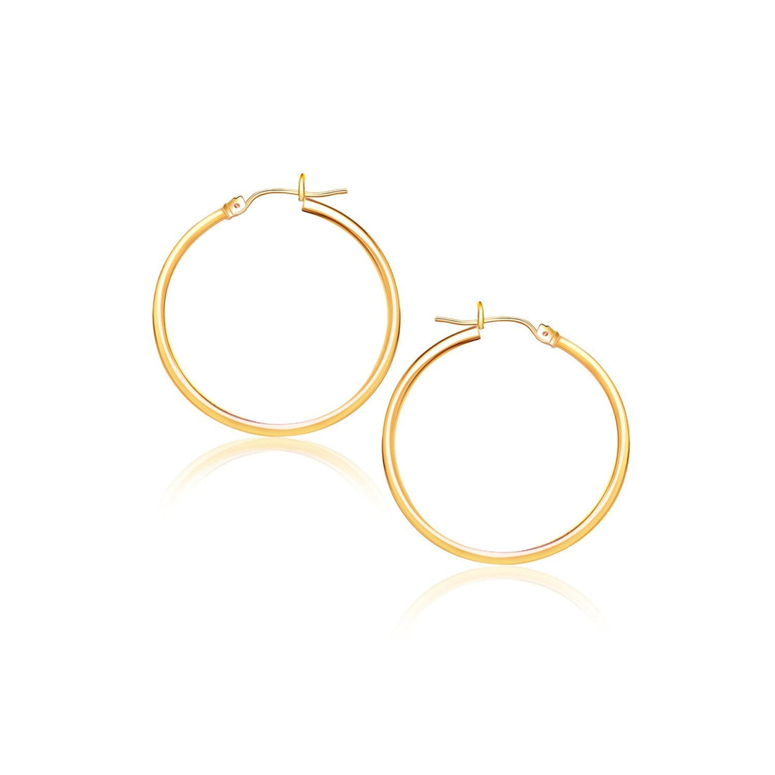 10k Yellow Gold Polished Hoop Earrings (2x40 mm) - earrings