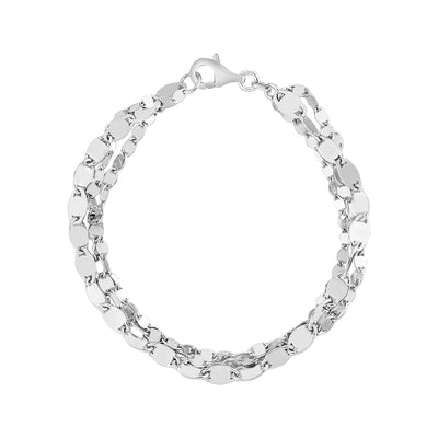 Sterling Silver Three Strand Marina Link Bracelet (4.50 mm) - DestGlow