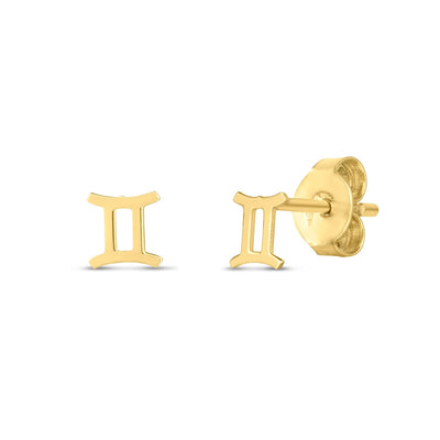 14K Yellow Gold Gemini Stud Earrings - earrings