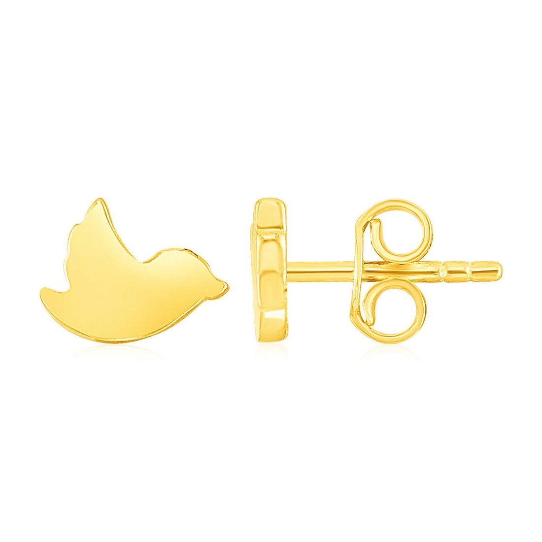 14k Yellow Gold Dove Stud Earrings 