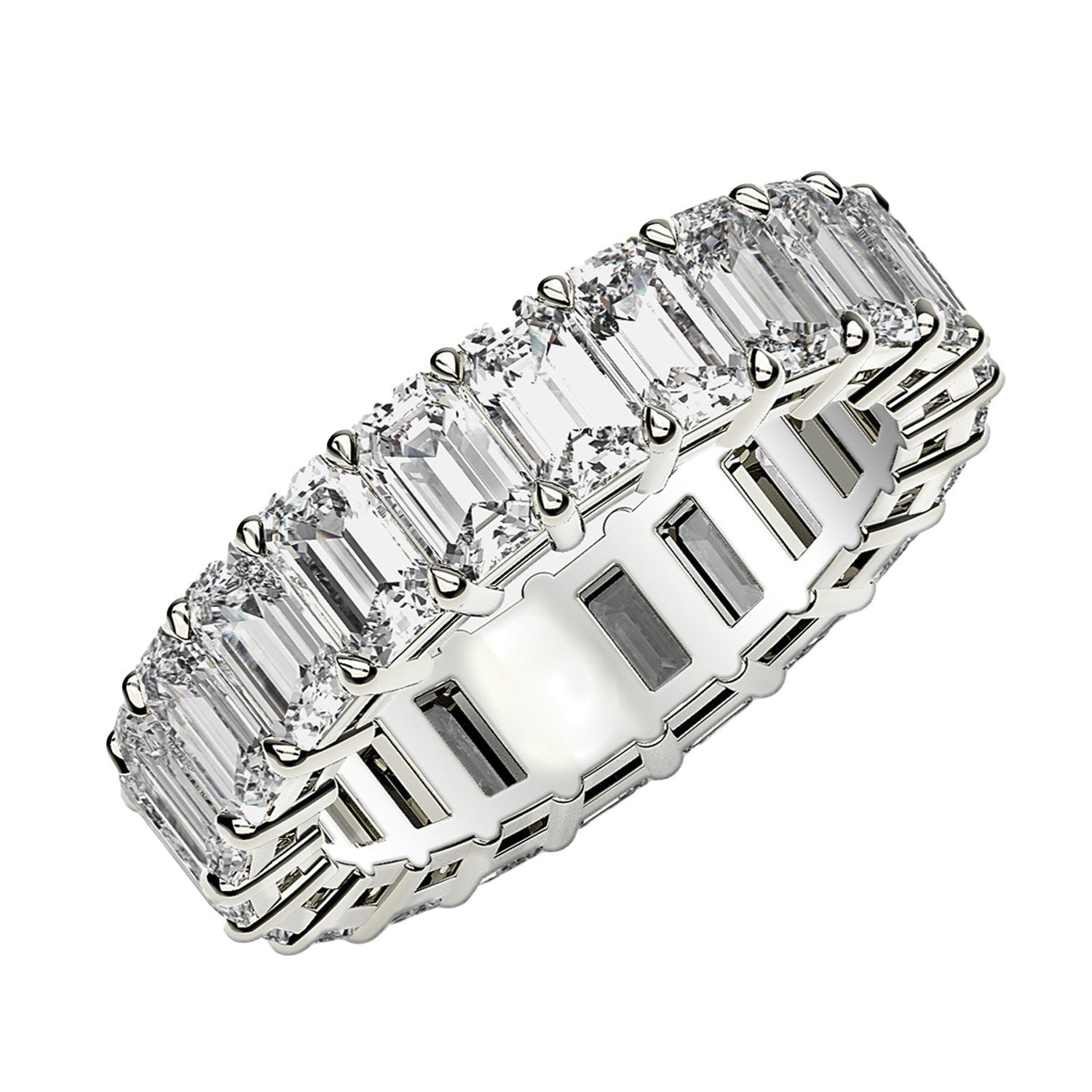 Emerald Cut Lab Grown Diamond Eternity Ring in 14k White Gold (3 cttw FG/VS2)  DestGlow