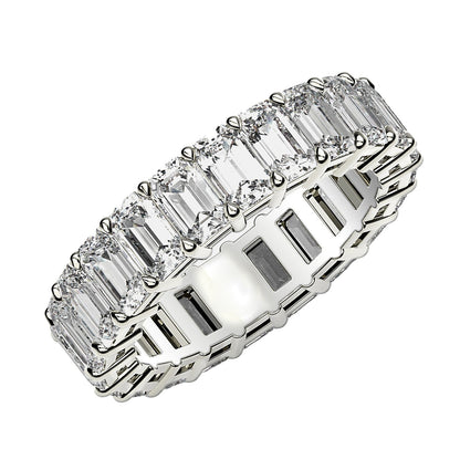 Emerald Cut Lab Grown Diamond Eternity Ring in 14k White Gold (3 cttw FG/VS2)  DestGlow