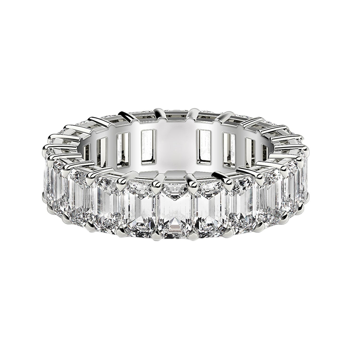 Emerald Cut Lab Grown Diamond Eternity Ring in 14k White Gold (3 cttw FG/VS2)  DestGlow