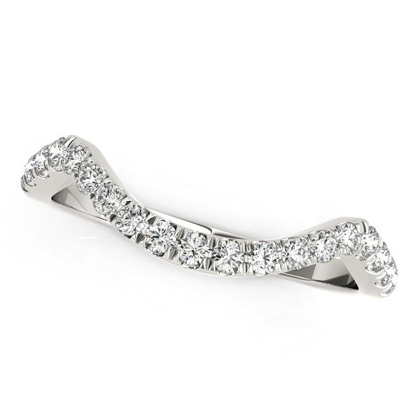 14k White Gold Modern Curved Style Pave Diamond Wedding Band (1/5 cttw) by Bids.com