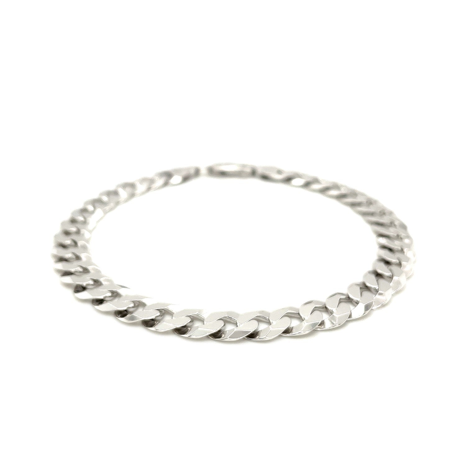 Rhodium Plated Sterling Silver Curb Style Bracelet (7.90 mm) - DestGlow