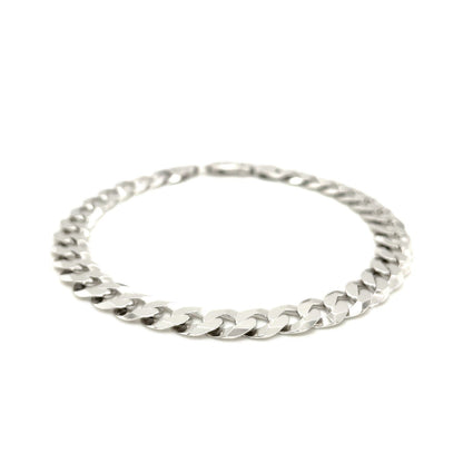 Rhodium Plated Sterling Silver Curb Style Bracelet (7.90 mm) - DestGlow