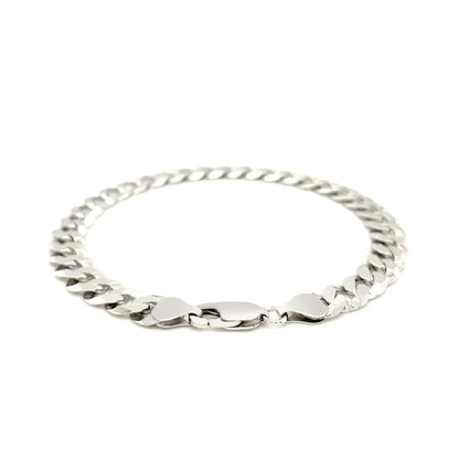 Rhodium Plated Sterling Silver Curb Style Bracelet (7.90 mm) - DestGlow
