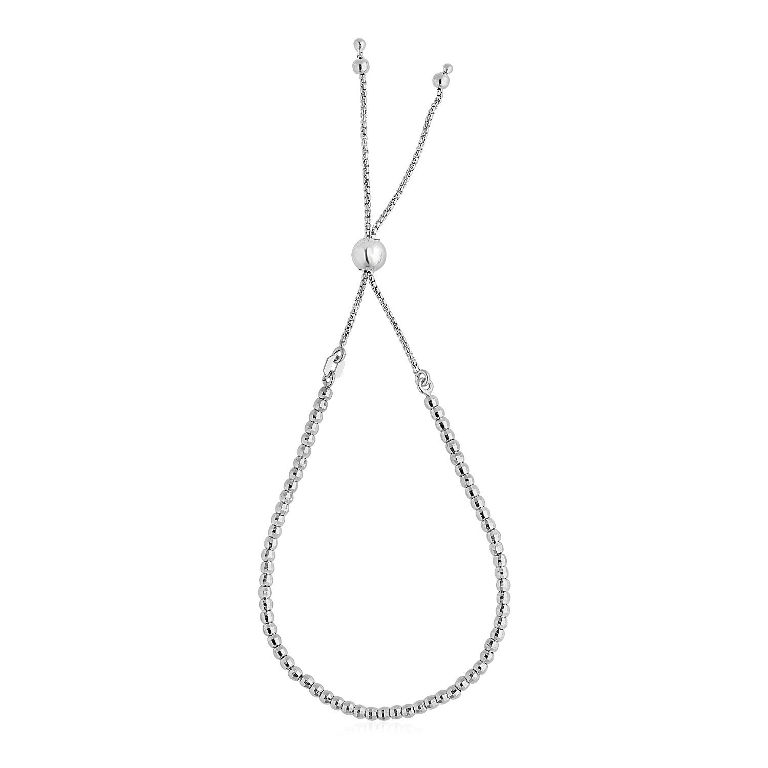 Adjustable Fine Shiny Beaded Bracelet in Sterling Silver - DestGlow