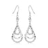 Sterling Silver Textured Graduated Open Teardrop Dangling Style Earrings