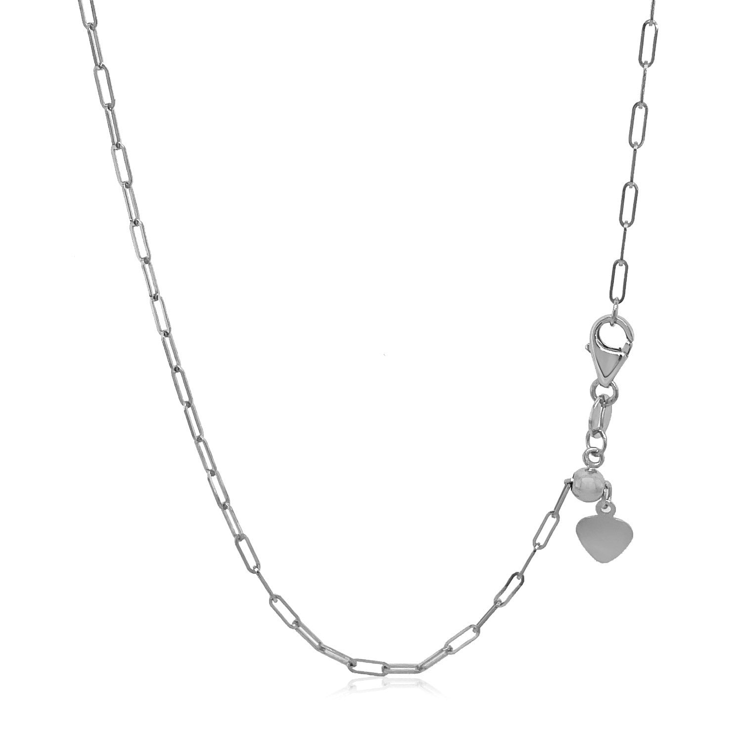 14k White Gold Adjustable Paperclip Chain 1.5mm  DestGlow