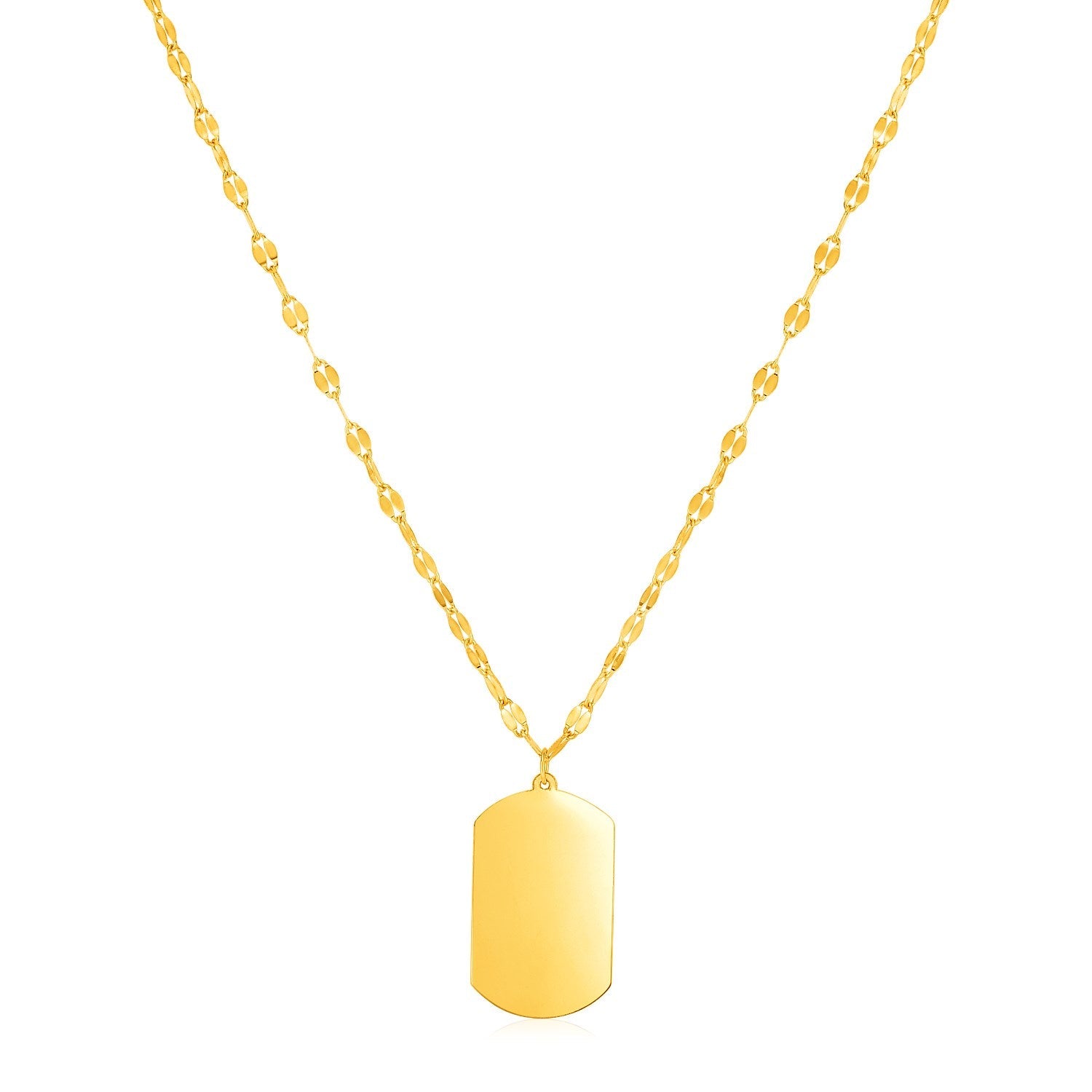 14K Yellow Gold Dog Tag Necklace - necklaces
