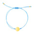 9 1/4 inch Blue Cord Adjustable Bracelet with 14k Yellow Gold Circle