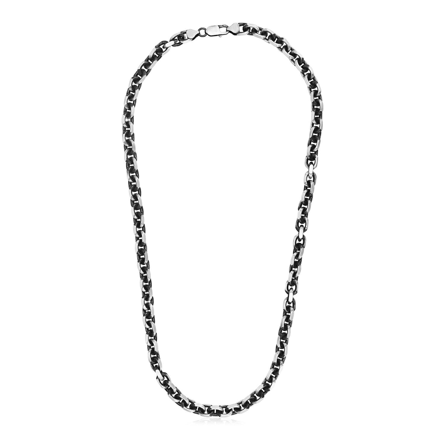 Sterling Silver Gunmetal Finish Oval Link Necklace by Bids.com