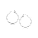Sterling Silver Hoop Style Earrings with Polished Rhodium Plating (30mm) - DestGlow