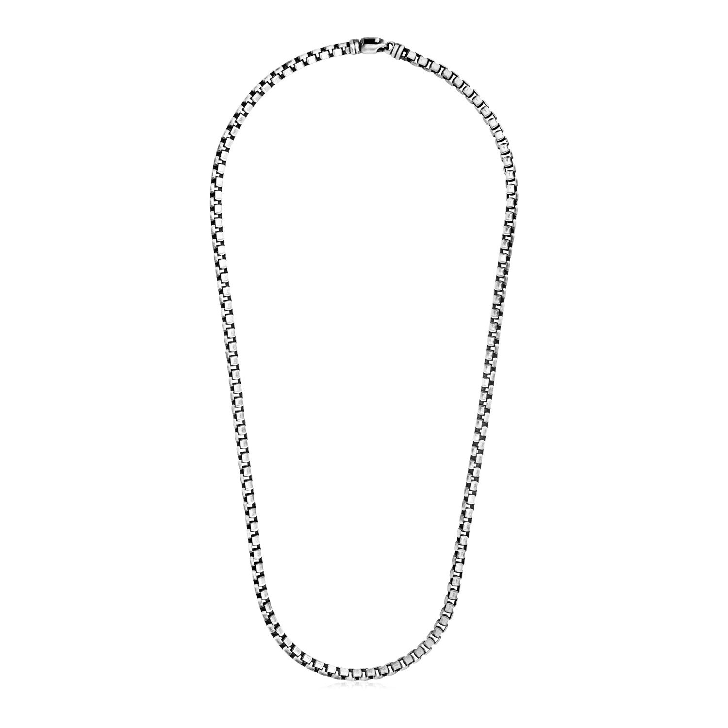 Sterling Silver Gunmetal Finish Round Box Chain Necklace by Bids.com