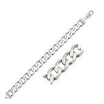 Rhodium Plated Sterling Silver Curb Style Bracelet (11.60 mm) - DestGlow