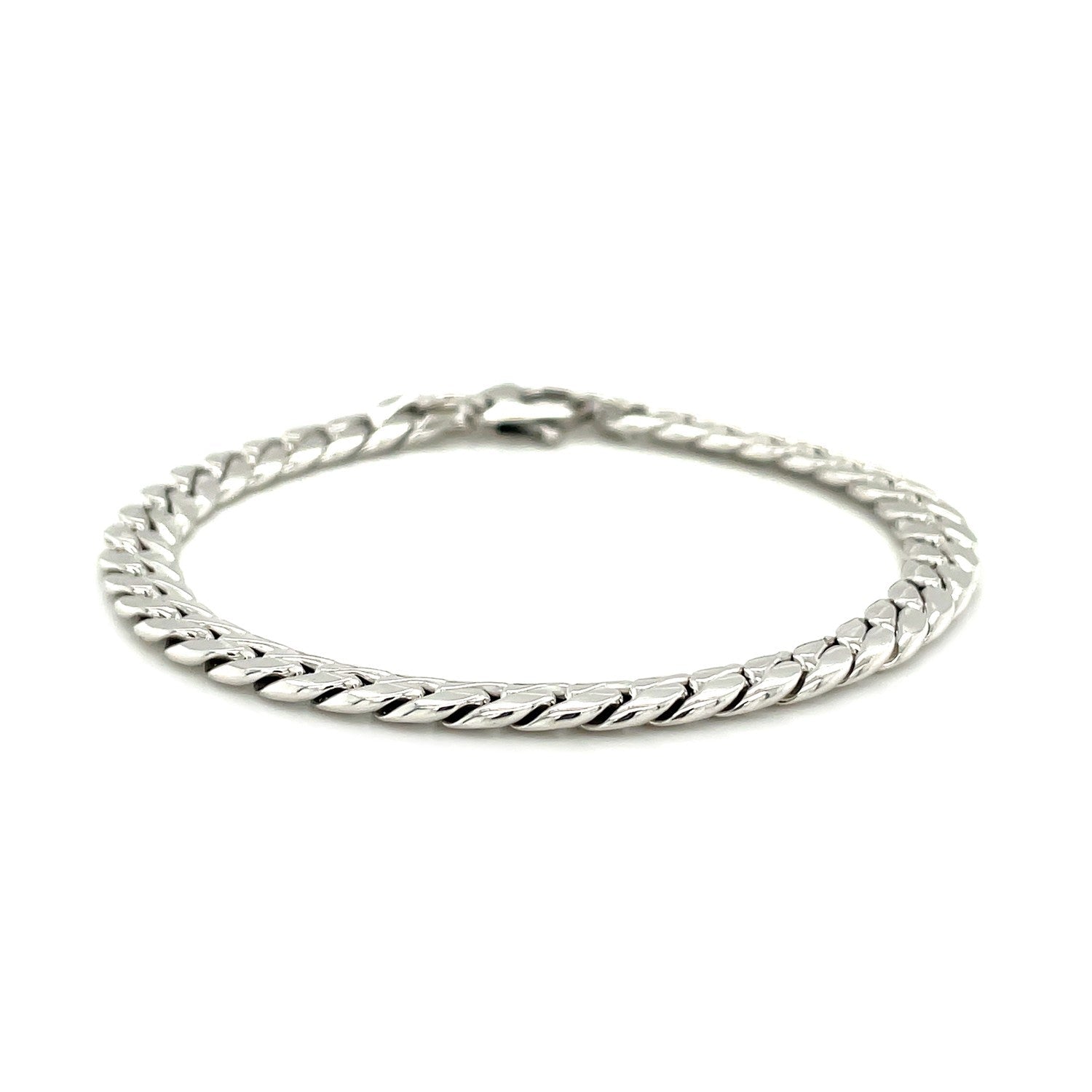 14K White Gold Cuban Link Bracelet  DestGlow
