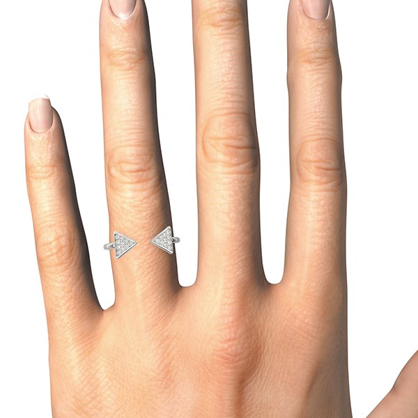 14k White Gold Diamond Arrowhead Open Ring (1/5 cttw) by Bids.com
