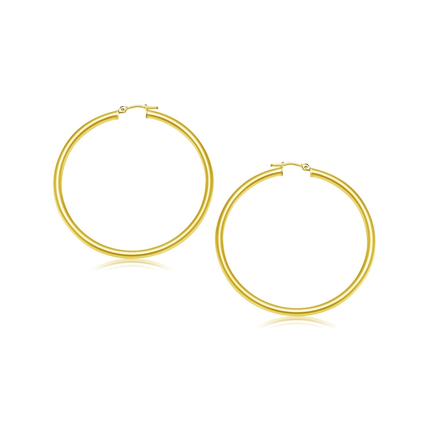 10k Yellow Gold Polished Hoop Earrings (25 mm)  DestGlow