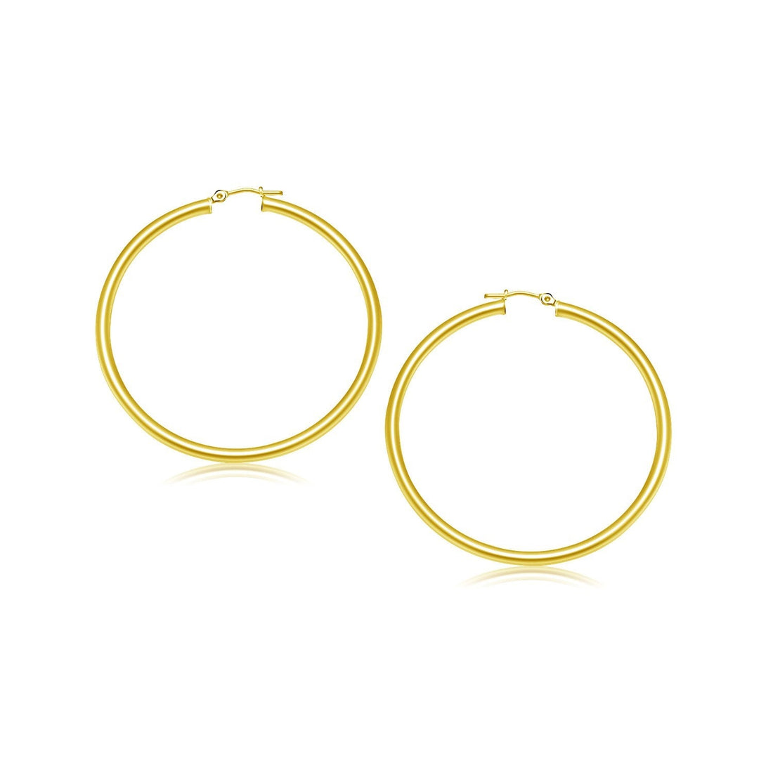 10 k Yellow Gold Polished Hoop Earrings 25 mm - earrings