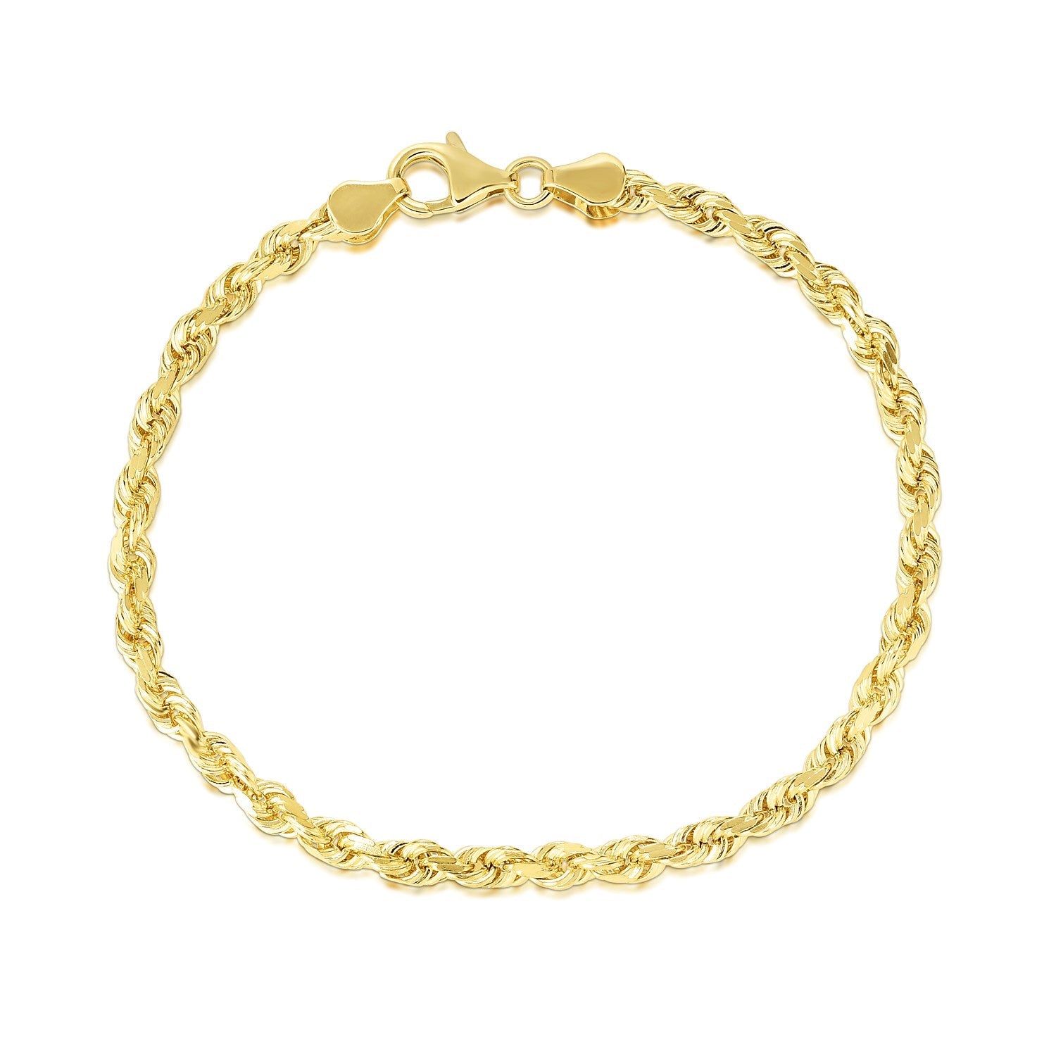 5.0mm 10k Yellow Gold Solid Diamond Cut Rope Bracelet by Bids.com