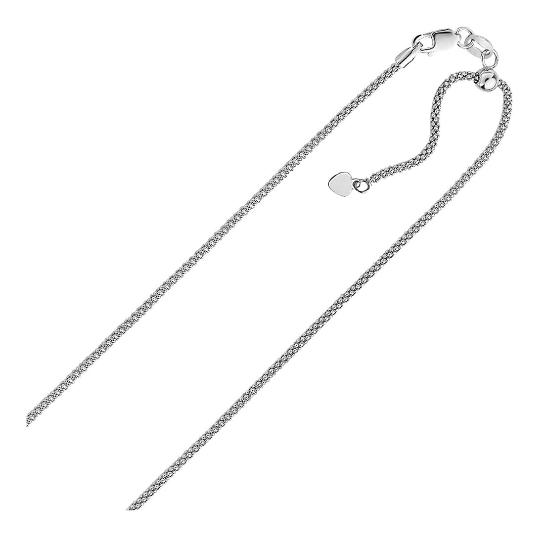 Sterling Silver 0.8mm Adjustable Popcorn Chain - DestGlow