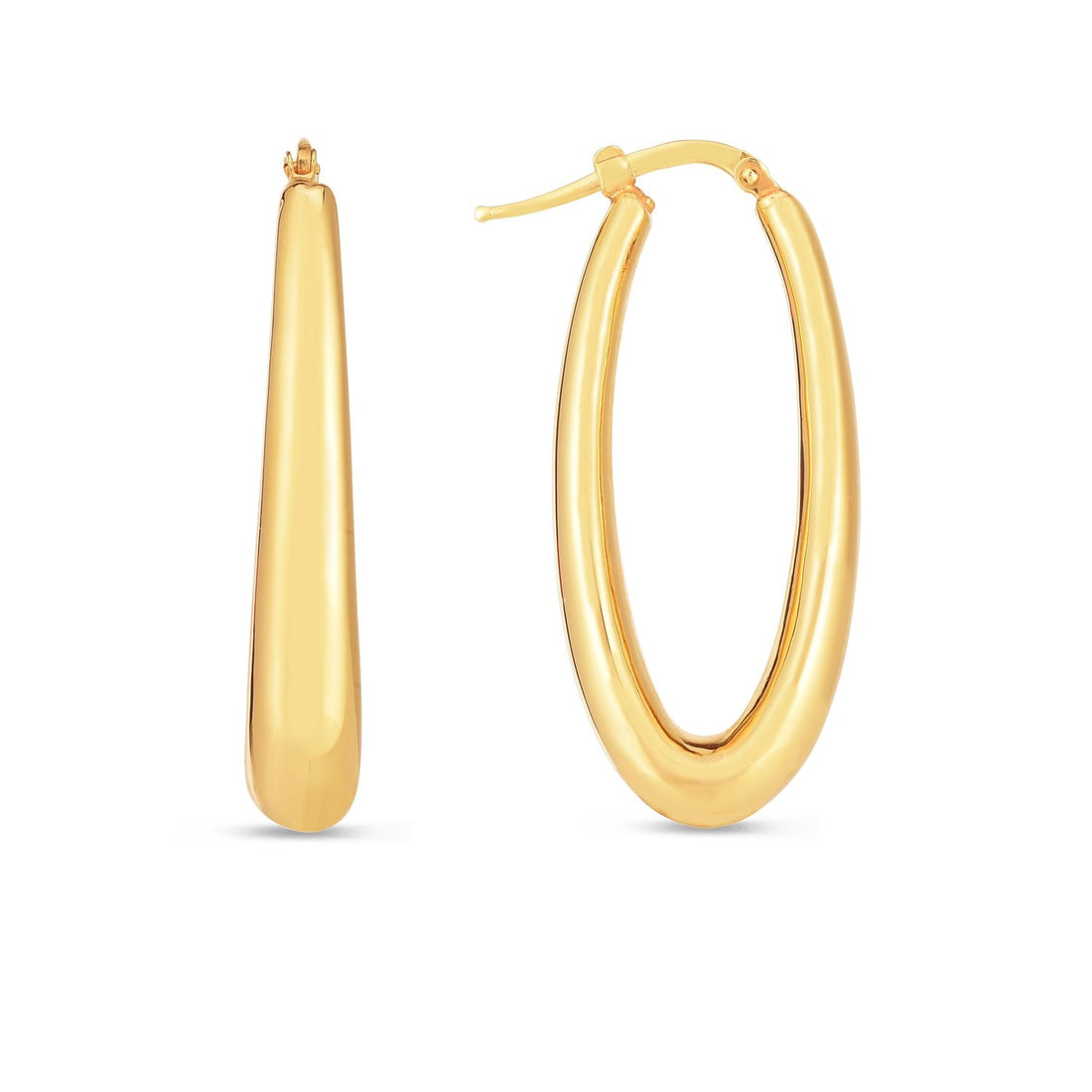 14k Yellow Gold Elongated Oval Hoops - accessories