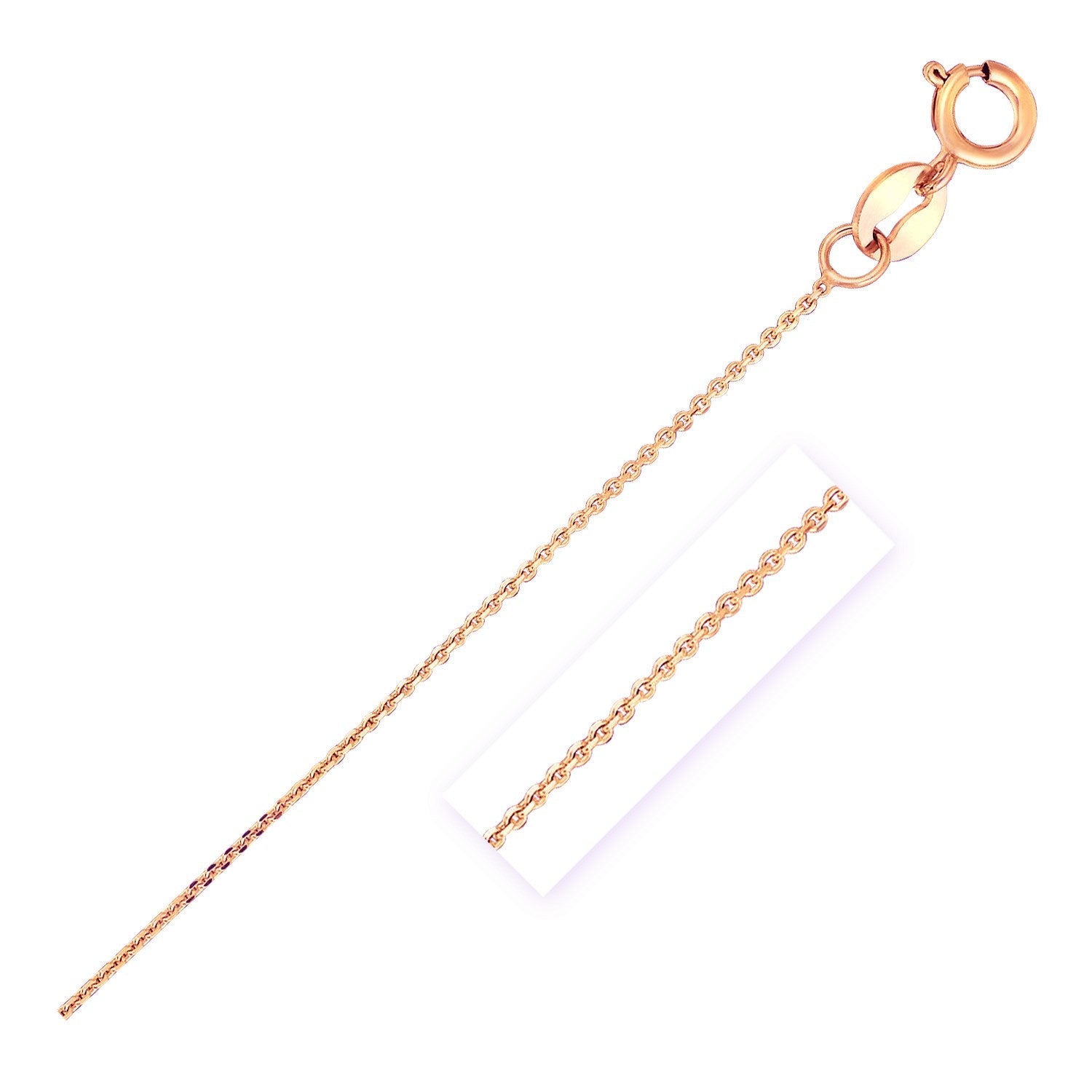 14k Rose Gold Diamond Cut Cable Link Chain (0.68 mm) - necklaces