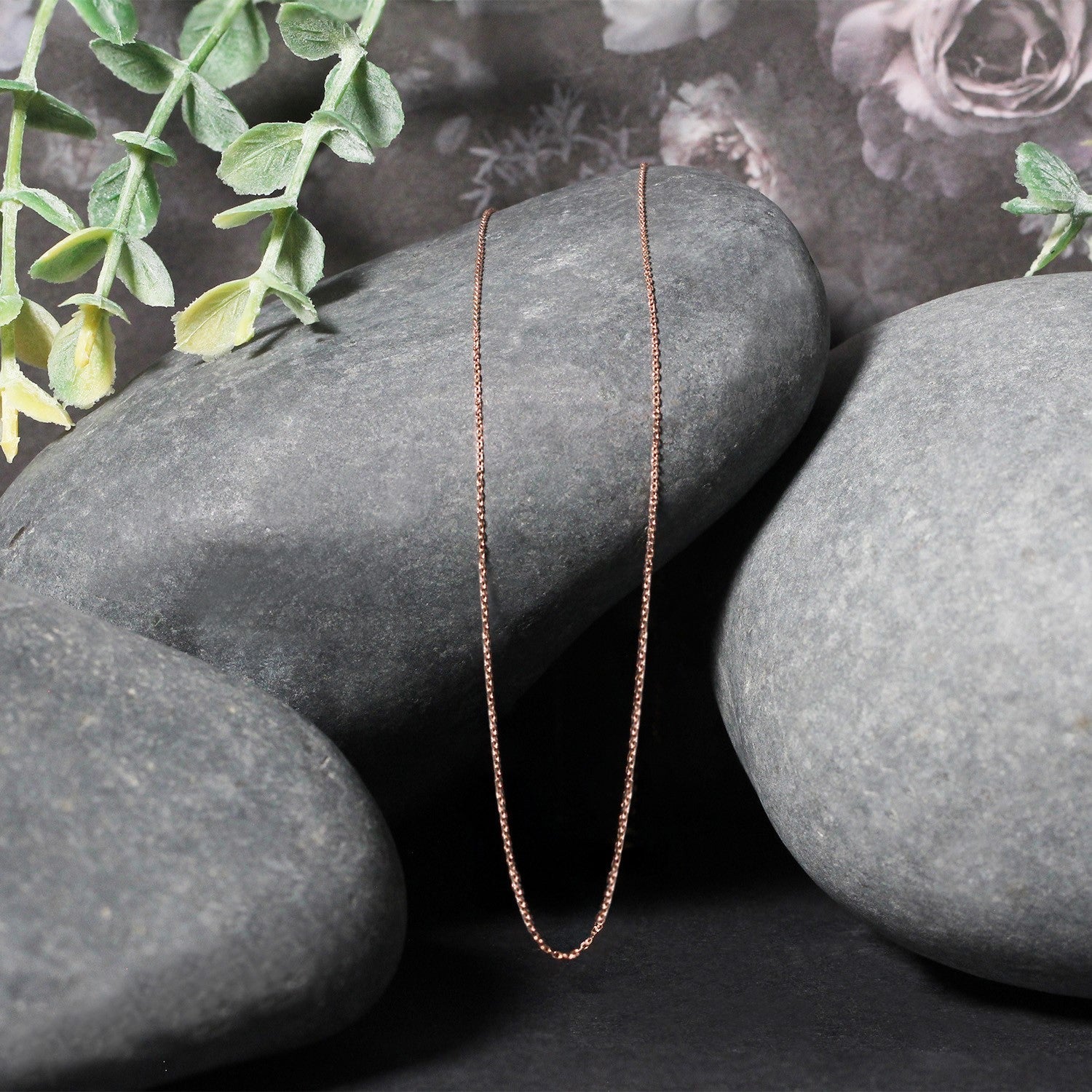 14k Rose Gold Diamond Cut Cable Link Chain 0.7mm by Bids.com