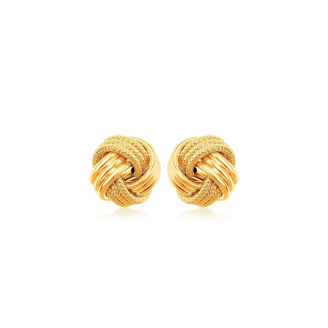 10k Yellow Gold Love Knot with Ridge Texture Earrings - accessories