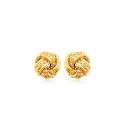10k Yellow Gold Love Knot with Ridge Texture Earrings - accessories
