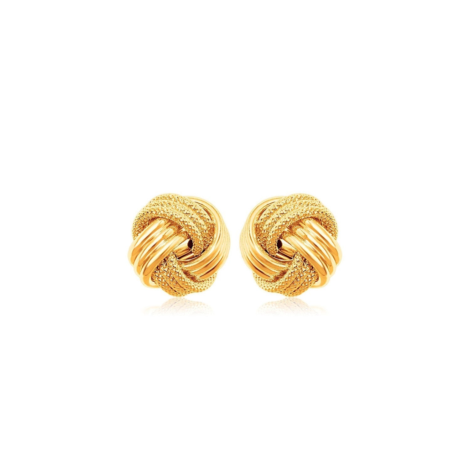 10k Yellow Gold Love Knot with Ridge Texture Earrings  DestGlow