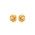 10k Yellow Gold Love Knot with Ridge Texture Earrings - accessories