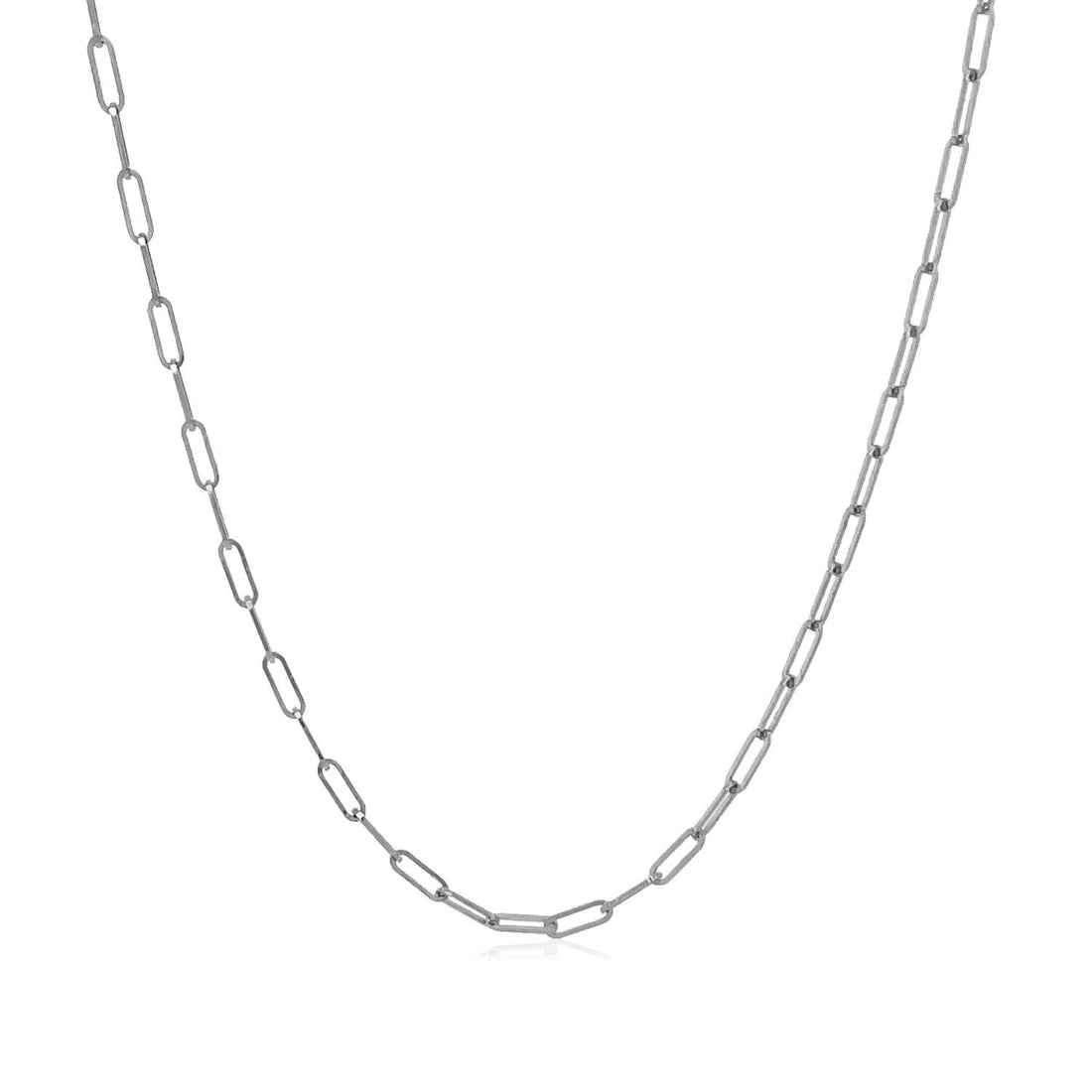 14K White Gold Fine Paperclip Chain (1.50 mm) - DestGlow
