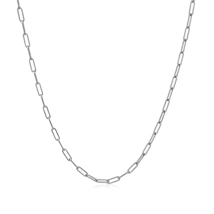 14K White Gold Fine Paperclip Chain (1.50 mm) - DestGlow