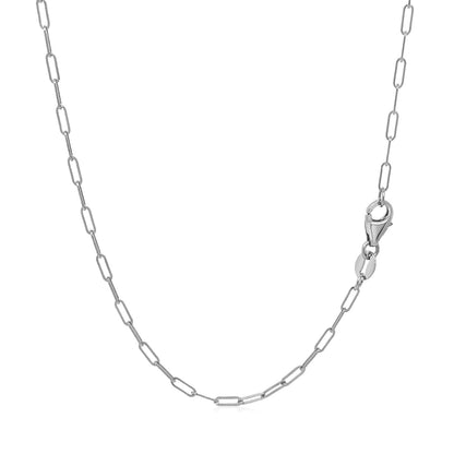 14K White Gold Fine Paperclip Chain (1.50 mm) - DestGlow