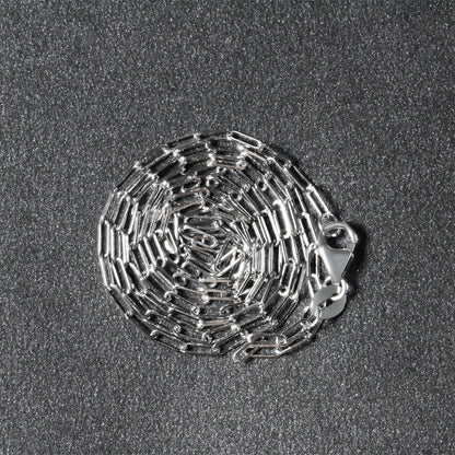 14K White Gold Fine Paperclip Chain (1.50 mm) - DestGlow