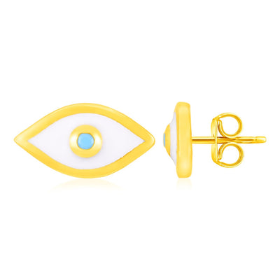 14K Yellow Gold Evil Eye Earrings with Enamel - accessories