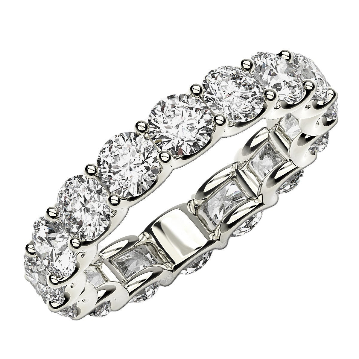 Round Cut Lab Grown Diamond Eternity Ring in 14k White Gold (4 cttw FG/VS2) by Bids.com