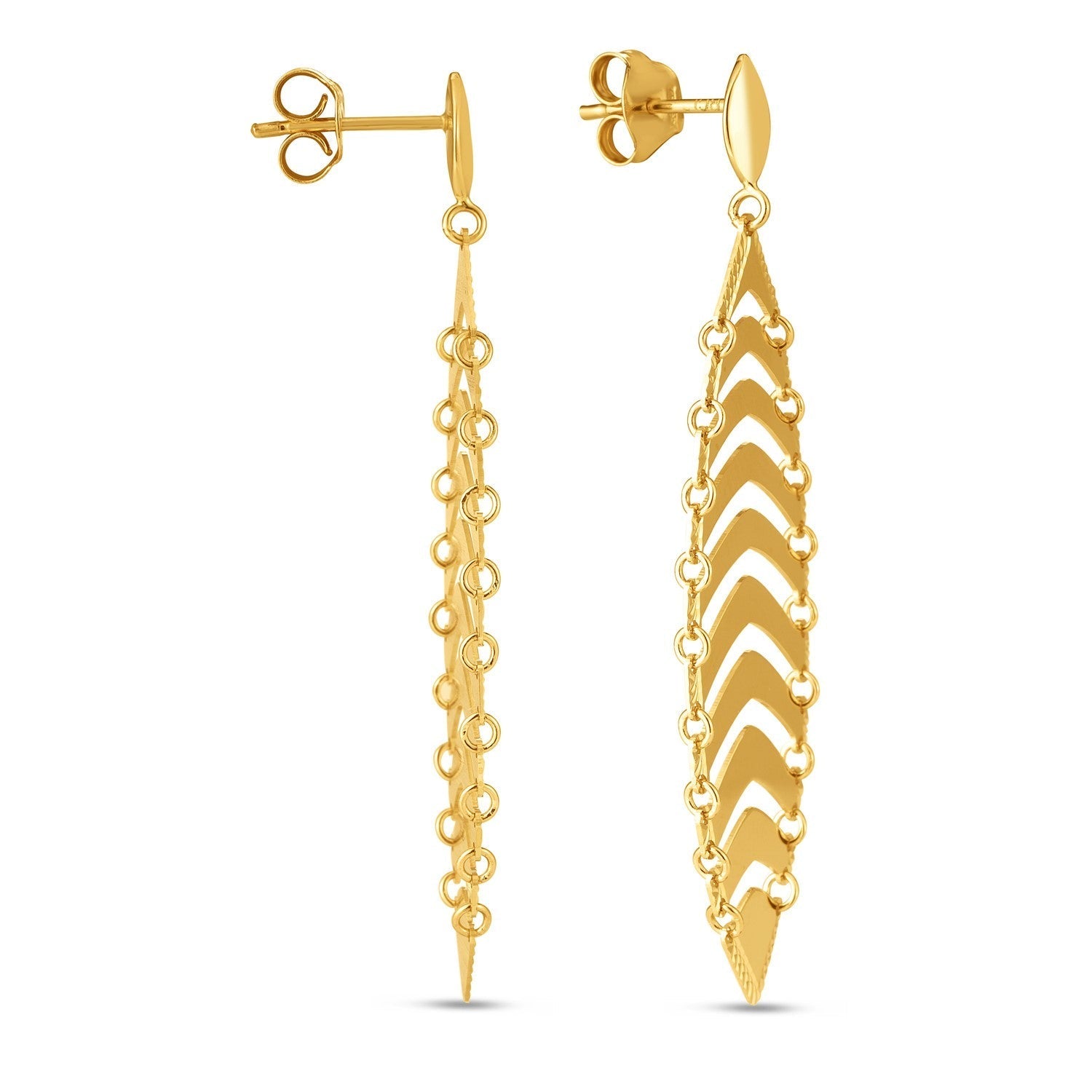 14k Yellow Gold Drop Leaf Earrings  DestGlow