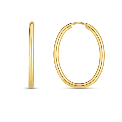 14k Yellow Gold Endless Oval Hoop Earrings(2x25mm) by Bids.com